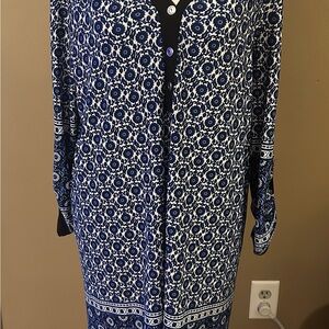 Espresso Blue and White Midi Dress